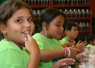 Children enjoyed tasting, smelling, feeling, seeing -  and even hearing - a wide variety of foods they'd never sampled before.